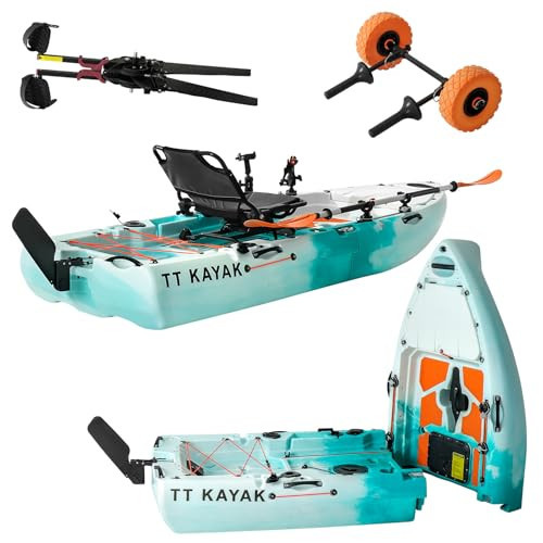 Modular Fishing Kayak with Cart & Paddle, 573 lbs Capacity, 110" Sit-on-Top Kayak, 360° Swivel Seat, 2-Piece Portable Design Fits SUV/Pickup/Van, for Ocean, Lake & River (​1-Person Kayak) | Amazon (US)