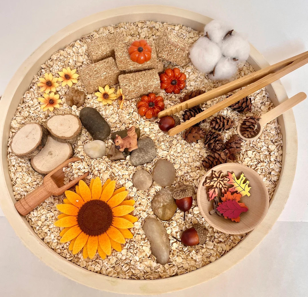 MINI Autumn Harvest Montessori Natural Sensory Bin for Toddlers - Etsy | Etsy (US)