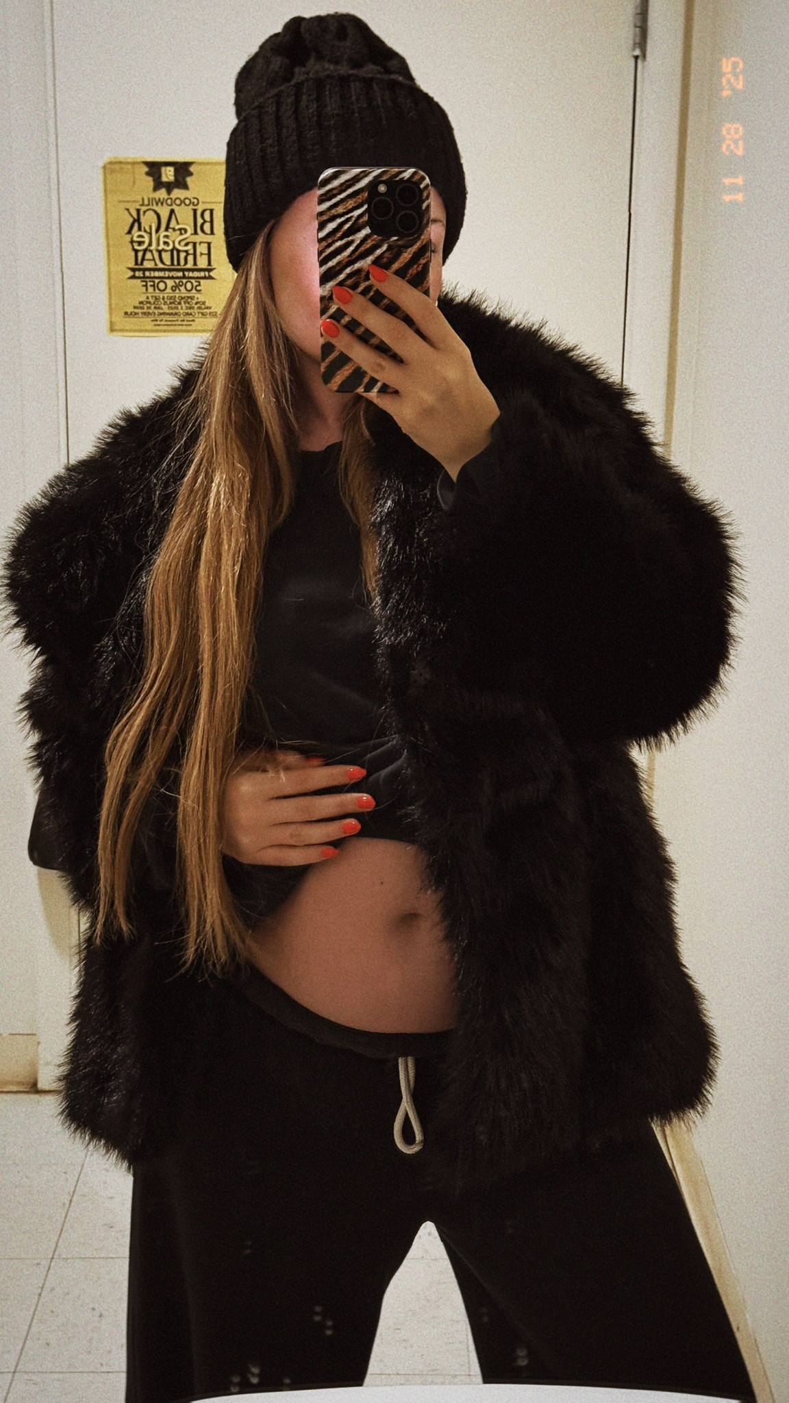 Black Friday shopping in all black 🖤 literally wearing my PJs but threw this coat over to make it look put together⭐️ Size M in the coat and these sweats are my ride or die! Size S or M fit great - before and during pregnancy. Currently 26 weeks pregnant 🤰 

#LTKSaleAlert #LTKCyberWeek #LTKBump