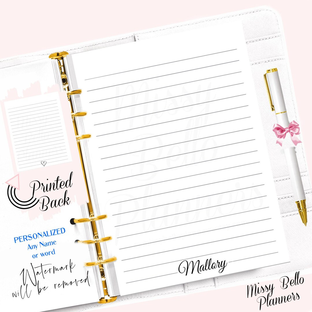 PERSONALIZED Styled Paper Planner Inserts Pages to Fit - Etsy | Etsy (US)