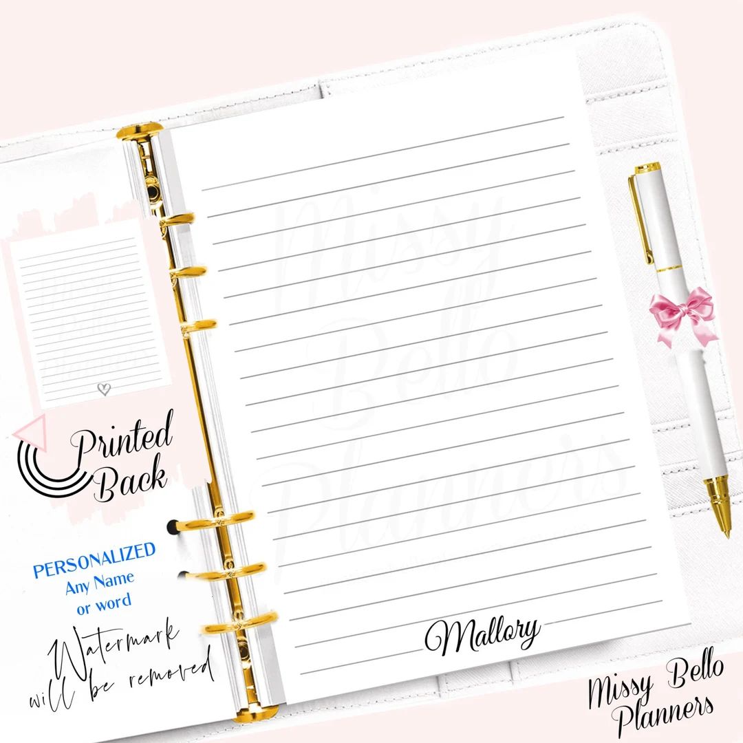 PERSONALIZED Styled Paper Planner Inserts Pages to Fit - Etsy | Etsy (US)