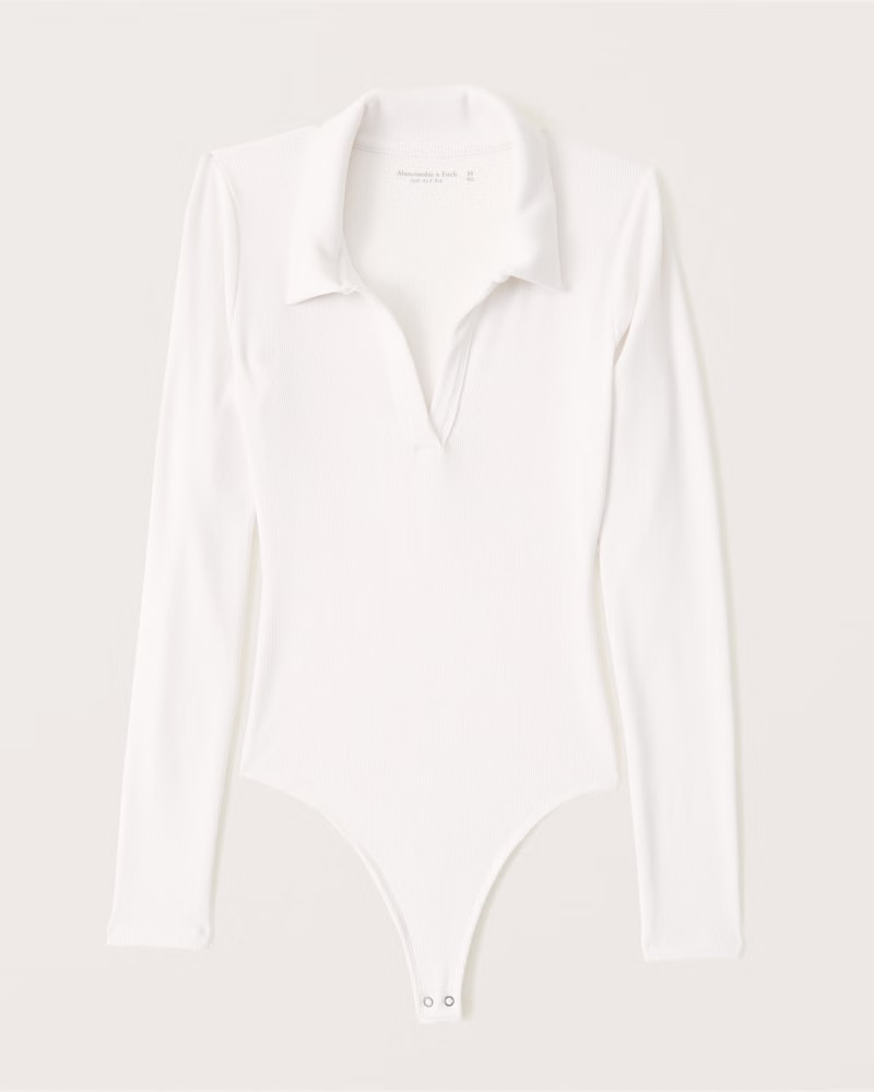 Long-Sleeve Ribbed Polo Bodysuit | Abercrombie & Fitch (US)