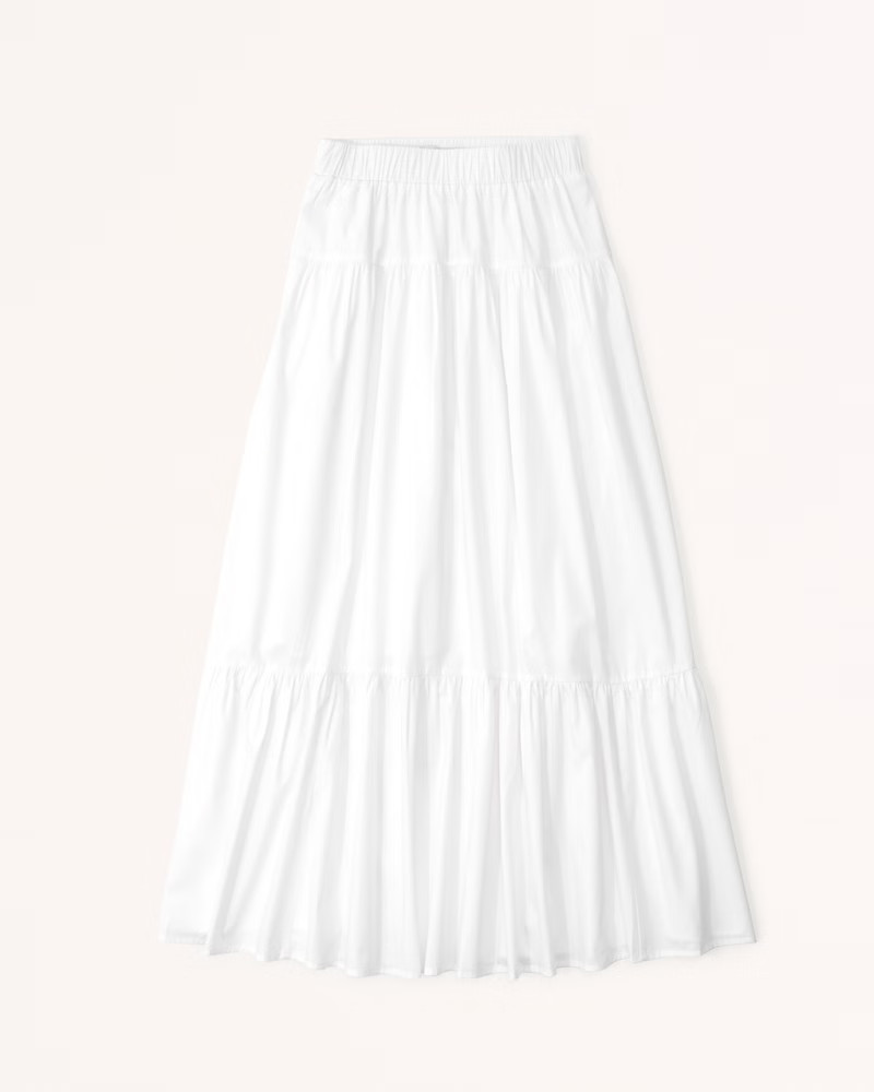 Poplin Tiered Maxi Skirt | Abercrombie & Fitch (US)