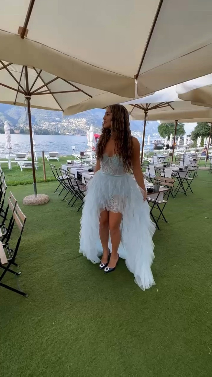 Welcome Party Look 🇮🇹✨🩵💎 #bridaloutfits #brideoutfit #bridelook #bridallook #welcomepartyoutfit #wedding #bride
