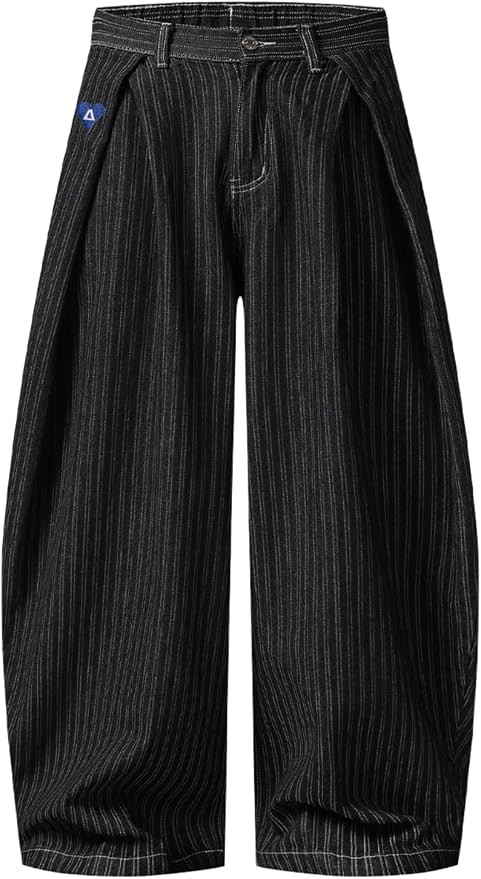 Aelfric Eden Pinstripe Baggy Barrel Jeans Pleated Wide Leg Denim Pants Men Women Loose Fit Street... | Amazon (US)