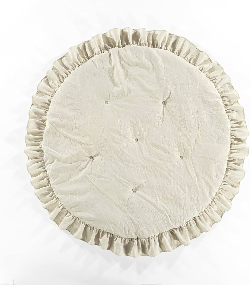 Lush Decor Baby Round Ruffle Play Mat, 36" Diameter, Neutral | Amazon (US)
