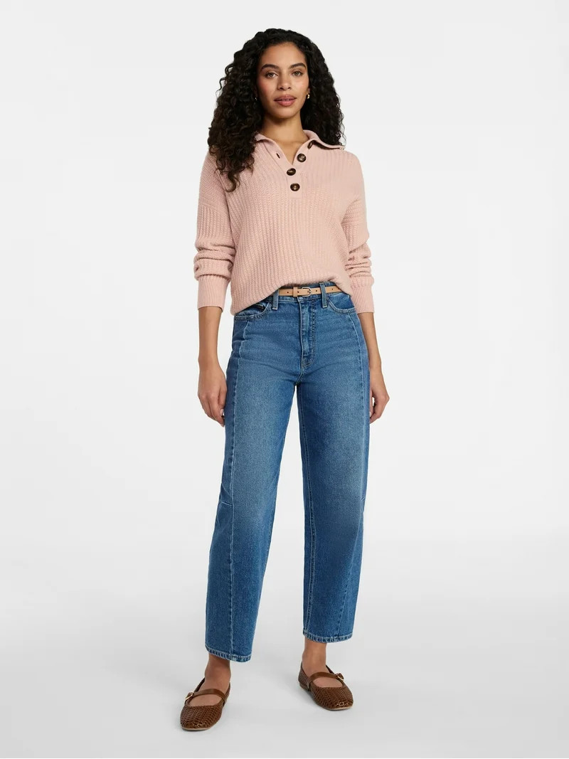 Time and Tru Women's Pullover Henley Sweater, Sizes XS-XXXL | Walmart (US)