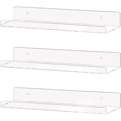 Wall Mounted Spice Rack Shelves [3-Pack] - Clear Acrylic 15" Spice Shelves with Open Shelf Ends | Amazon (US)