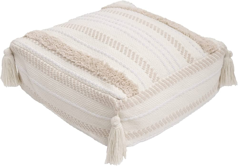 blue page Boho Neutral Decorative Unstuffed Pouf - Cotton Braided Casual Ottoman Pouf Cover with ... | Amazon (US)