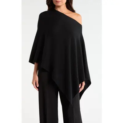 Nordstrom Wool & Cashmere Asymmetrical Poncho in Black at Nordstrom | Nordstrom