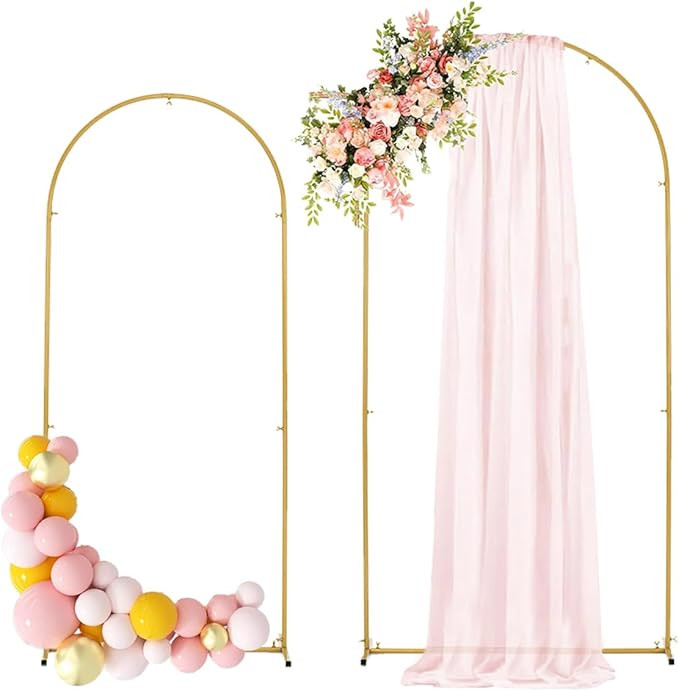 Wedding Arch Backdrop Stand,6.6FT,6FT Wedding Arch Frame for Party Gold Metal Arch Stand Set of 2... | Amazon (US)