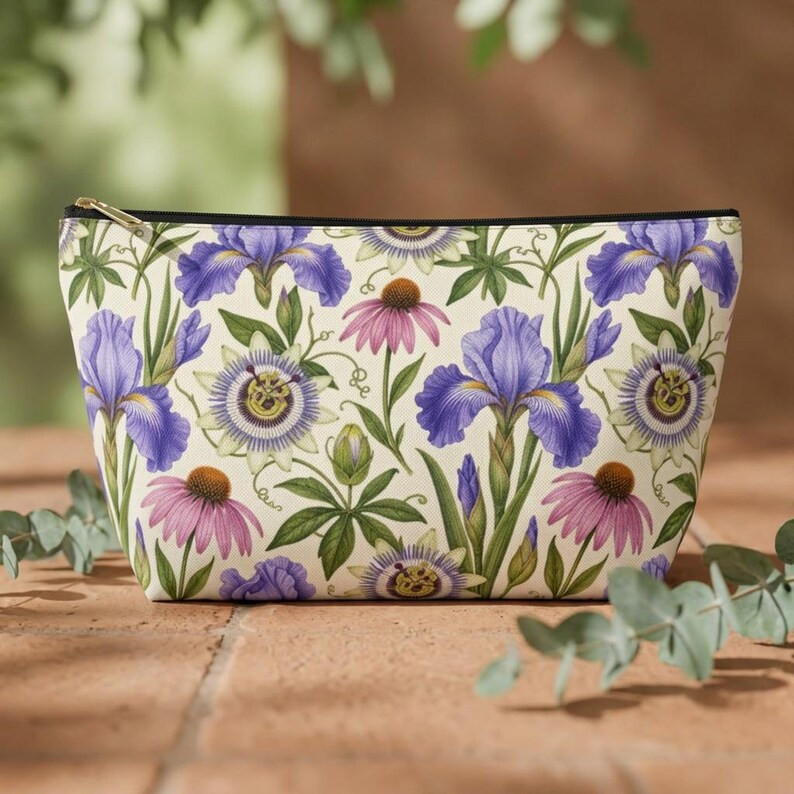 Tennessee Wildflower Iris, Coneflower, Passion Flower Accessory Pouch \u2013 Botanical Garden Pri... | Etsy (Global)