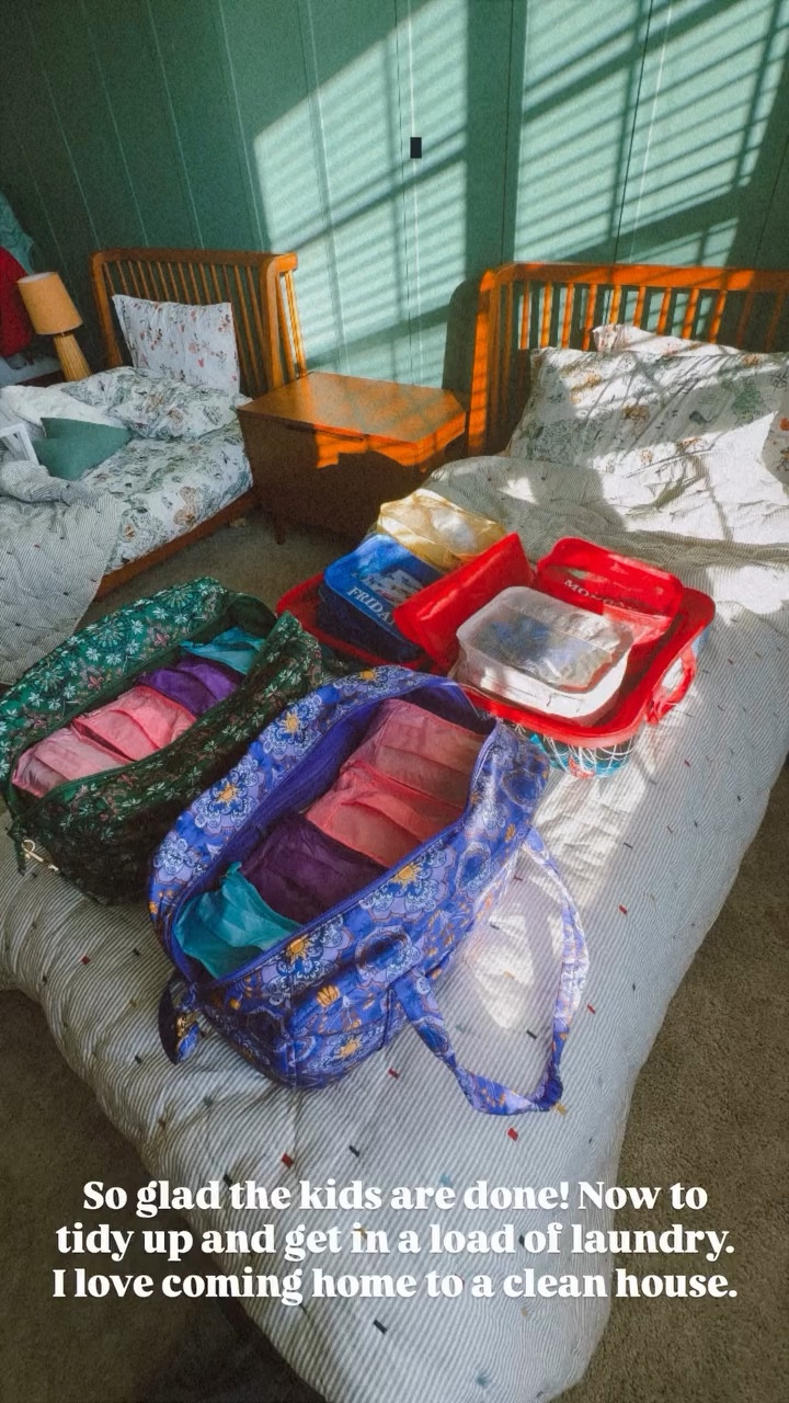 So glad the kids are done! Now to tidy up and get in a load of laundry. I love coming home to a clean house.