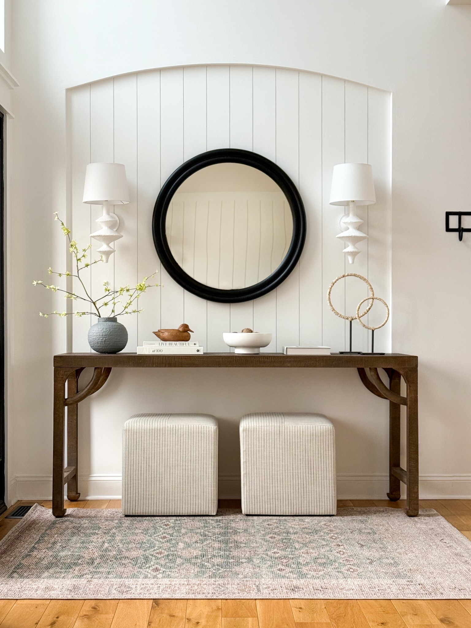 Entryway decor, console table, Loloi rug, McGee and co, potter barn, console table, neutral home, vintage rug, interior, sconces, Regina Andrew Detroit, studio McGee, afffordable decor

#LTKSaleAlert #LTKHome #LTKSpringSale