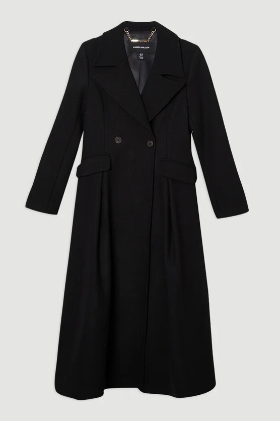 Wool Tailored Flared Skirt Midi Coat | Karen Millen US