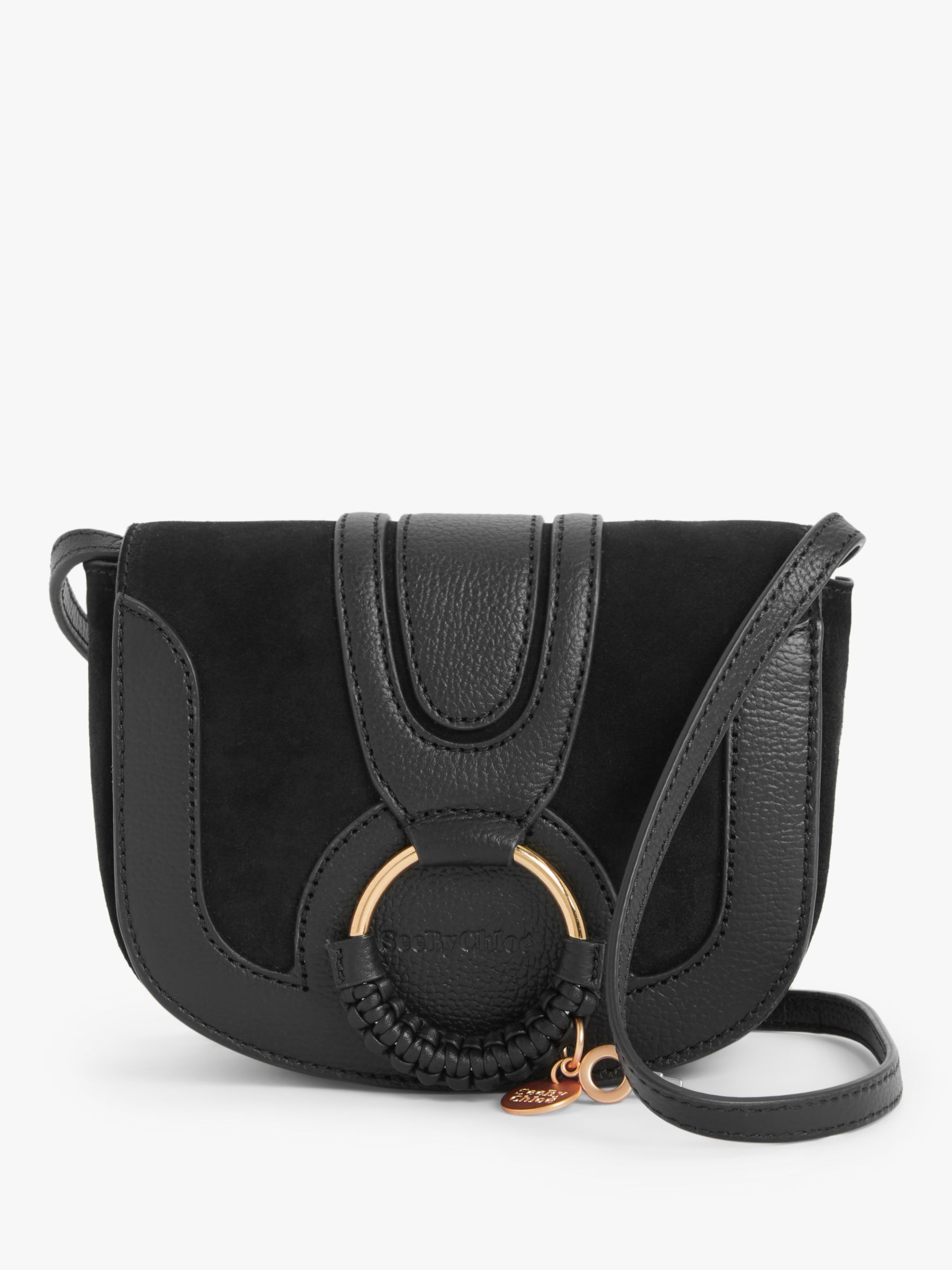 See By Chloé Mini Hana Suede Leather Satchel Bag, Black | John Lewis (UK)