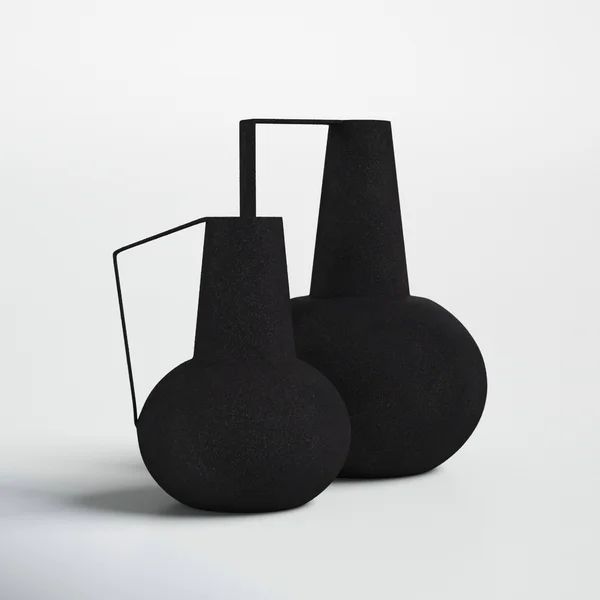 2 Piece Kairo Black Metal Table Vase Set | Wayfair North America