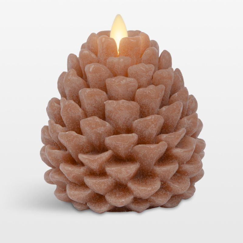 Flicker Flameless Small Caramel Cafe Pinecone 4 | Crate & Barrel
