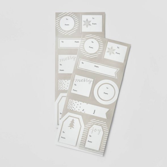 16ct Metallic Sticker Gift Tags White/Silver - Wondershop&#8482; | Target