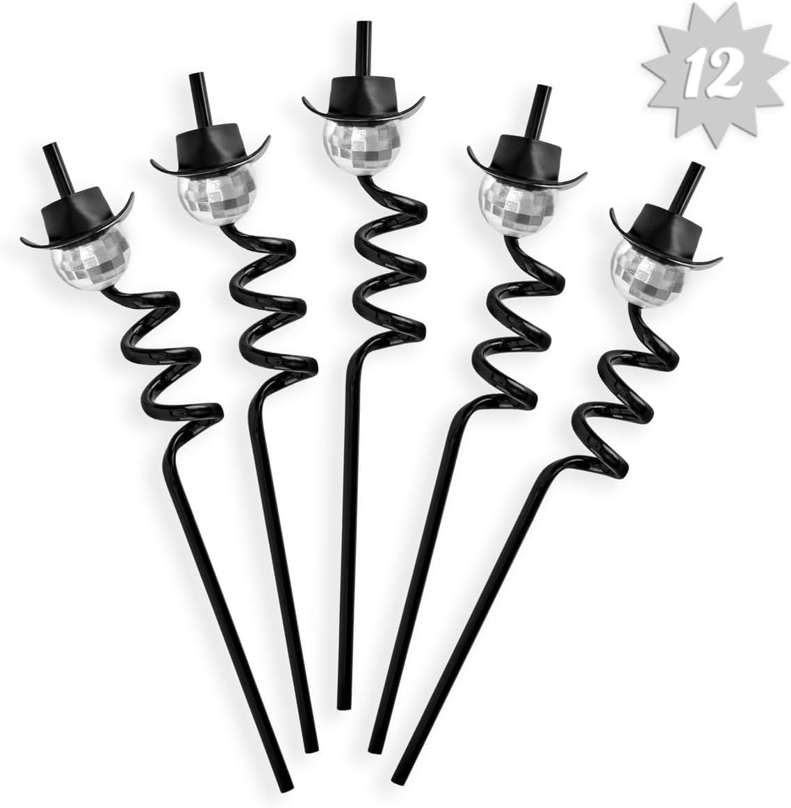 xo, Fetti Black Disco Cowgirl Reusable Straw Set - 12 pc | Last Disco Bachelorette Decorations, R... | Amazon (US)