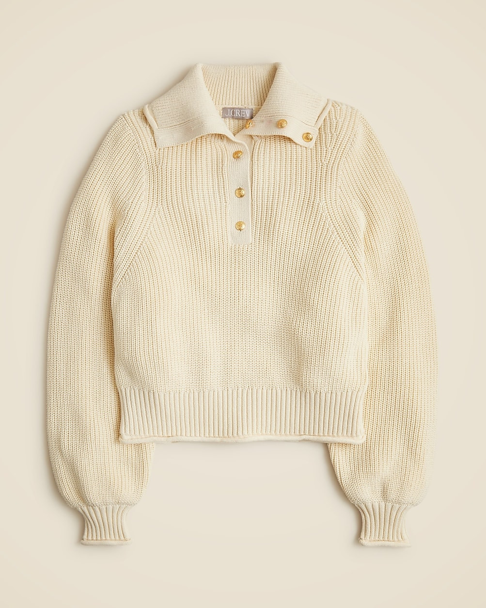 Ribbed cotton button-collar sweater | J. Crew US