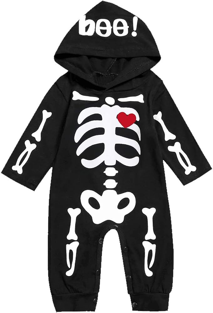 Singcoco Baby Boy Girl Halloween Costume Newborn Skeleton Outfit Skull Hoodie | Amazon (US)