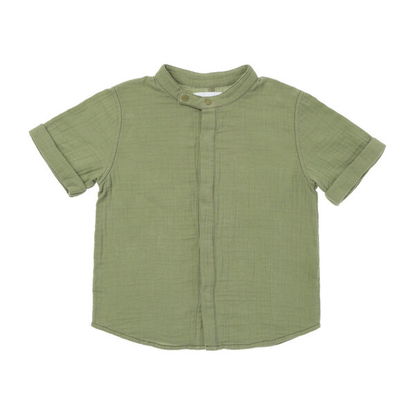 Botton Down Gauze Shirt, Olive | Maisonette