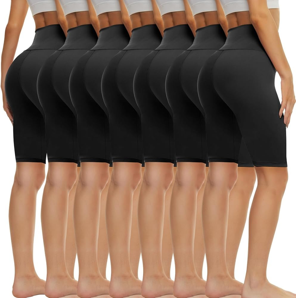 TNNZEET 7 Pack Biker Shorts for Women - 5''/8''/3'' High Waisted Workout Tummy Control Spandex Gy... | Amazon (US)