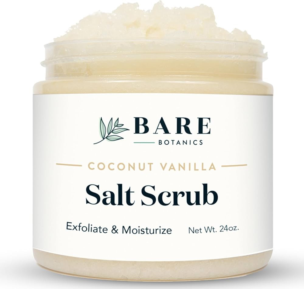 Bare Botanics Coconut Vanilla Body Scrub 24oz | Made in Madison, WI | All Natural Sea Salt Exfoli... | Amazon (US)