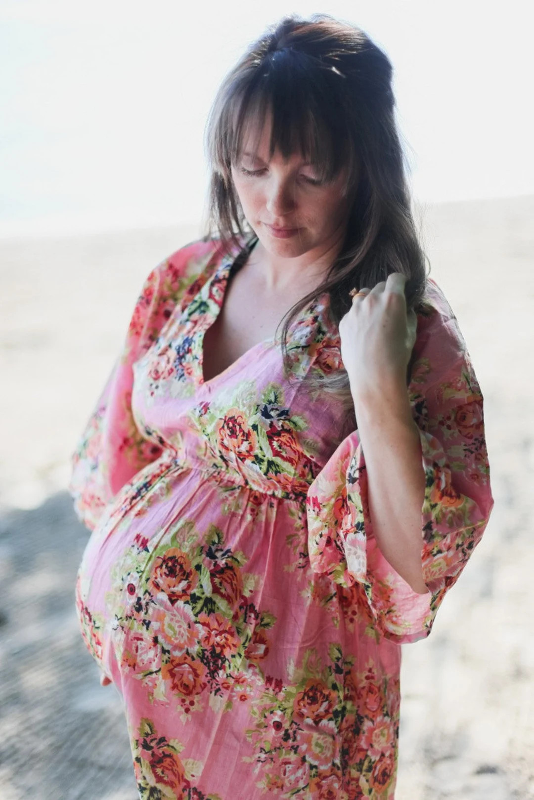 Floral Empire Waist Dress Butterfly Sleeves Maternity Kaftan, Maxi Dress, Pregnancy Friendly, Mat... | Etsy (Global)