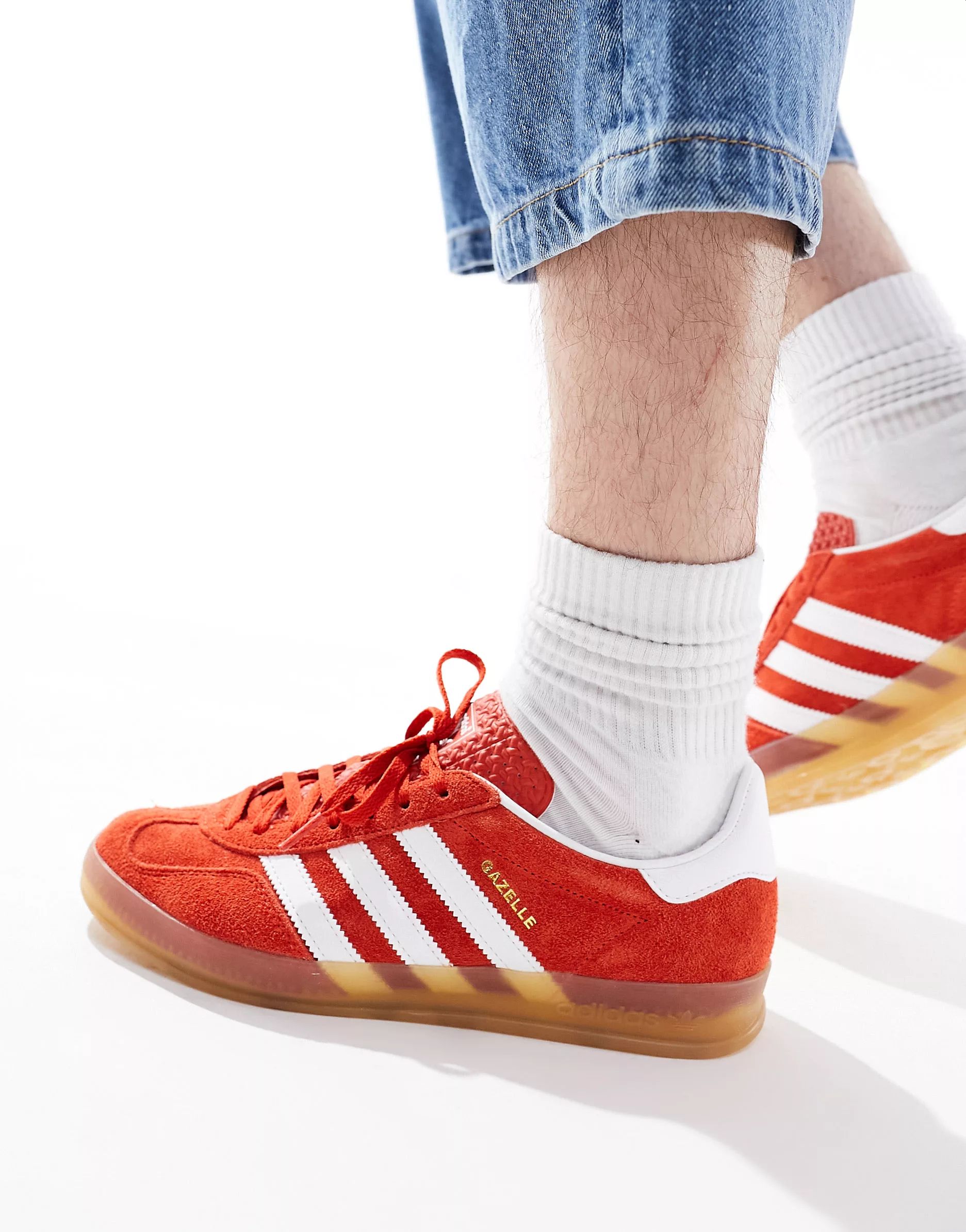 adidas Originals Gazelle Indoor trainers in red with gum sole | ASOS (Global)