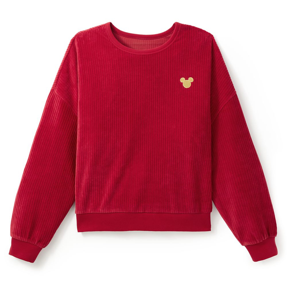 Mickey Mouse Icon Corduroy Pullover Sweatshirt for Women – Red | Disney Store