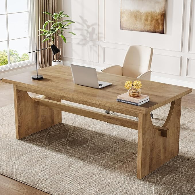Tribesigns Executive Office Desk, 63-Inch Farmhouse Computer Desk, Large Writing Study Conference... | Amazon (US)