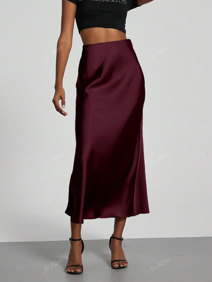 Women's Silky Satin Mid-Length Skirt | SHEIN