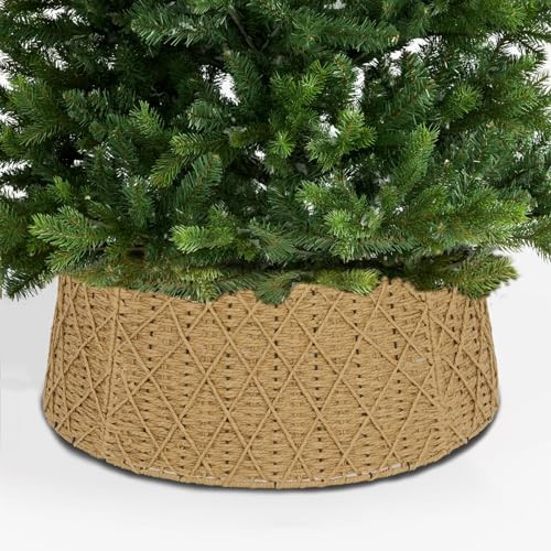 SUNNYPARK Christmas Tree Collar, 23.5’’ Hand-Woven Paper Grass Christmas Tree Collar Basket Base Cover | Amazon (US)
