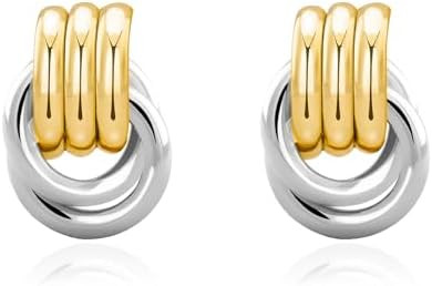 Chunky Small Knot Earrings Gold Silver Geometric Earrings for Women Dainty Gold and Silver Plated... | Amazon (US)