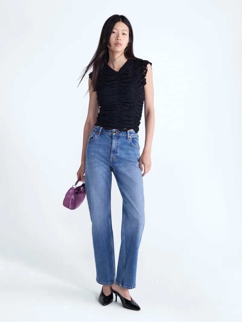 Scoop Women\u2019s Shirred Lace Top, Sizes XS-XXL | Walmart (US)