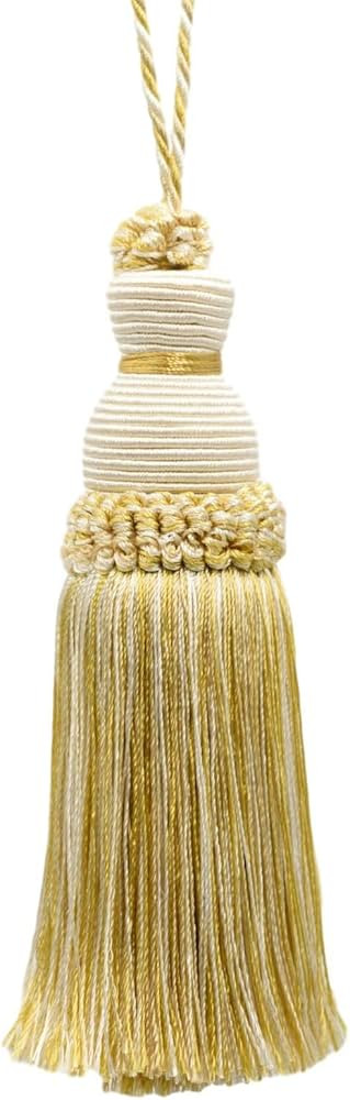Beautiful Hand-Crafted 5" (12.5cm) Key Tassel, 3 1/2" (8.5cm) Loop, (Style# IKTJ) Ivory Beige Gol... | Amazon (US)