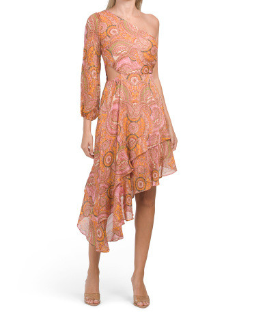 One Shoulder Asymmetrical Hem Dress With Cut Out Detail | TJ Maxx