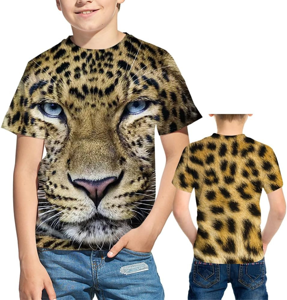 Kids 3D Print Graphic Tees Funny Tiger Short Sleeve T Shirts for Youth Boys Girls 4-14 Years | Amazon (US)
