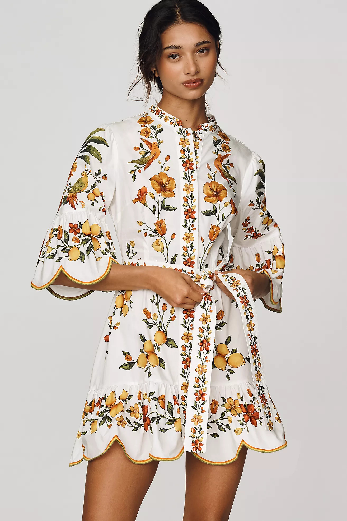 Farm Rio Lemon Bouquet Cotton Mini Dress | Anthropologie (US)