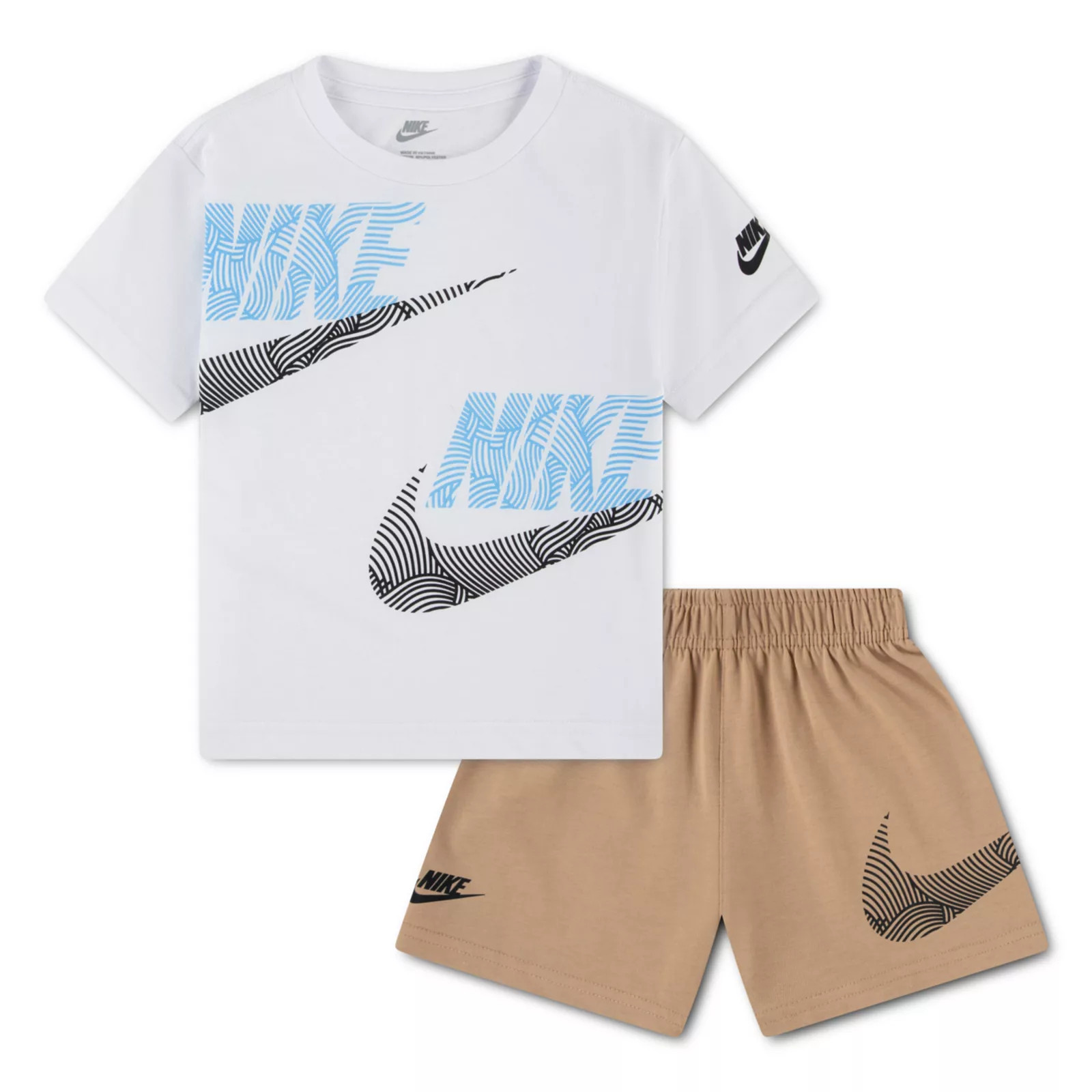 Toddler Boys Nike Swoosh Oversized Short Sleeve T-Shirt & Athletic Shorts 2-Piece Set, Toddler Boy's, Size: 2T, Hemp White | Kohl's
