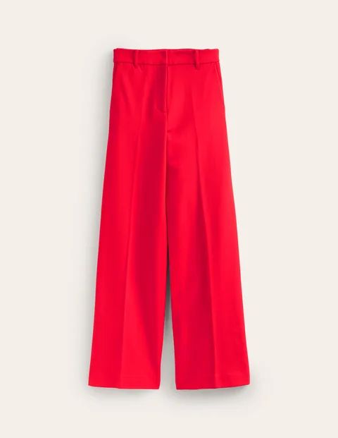 Westbourne Ponte Pants - Red with Navy Side Stripe | Boden US | Boden (US)