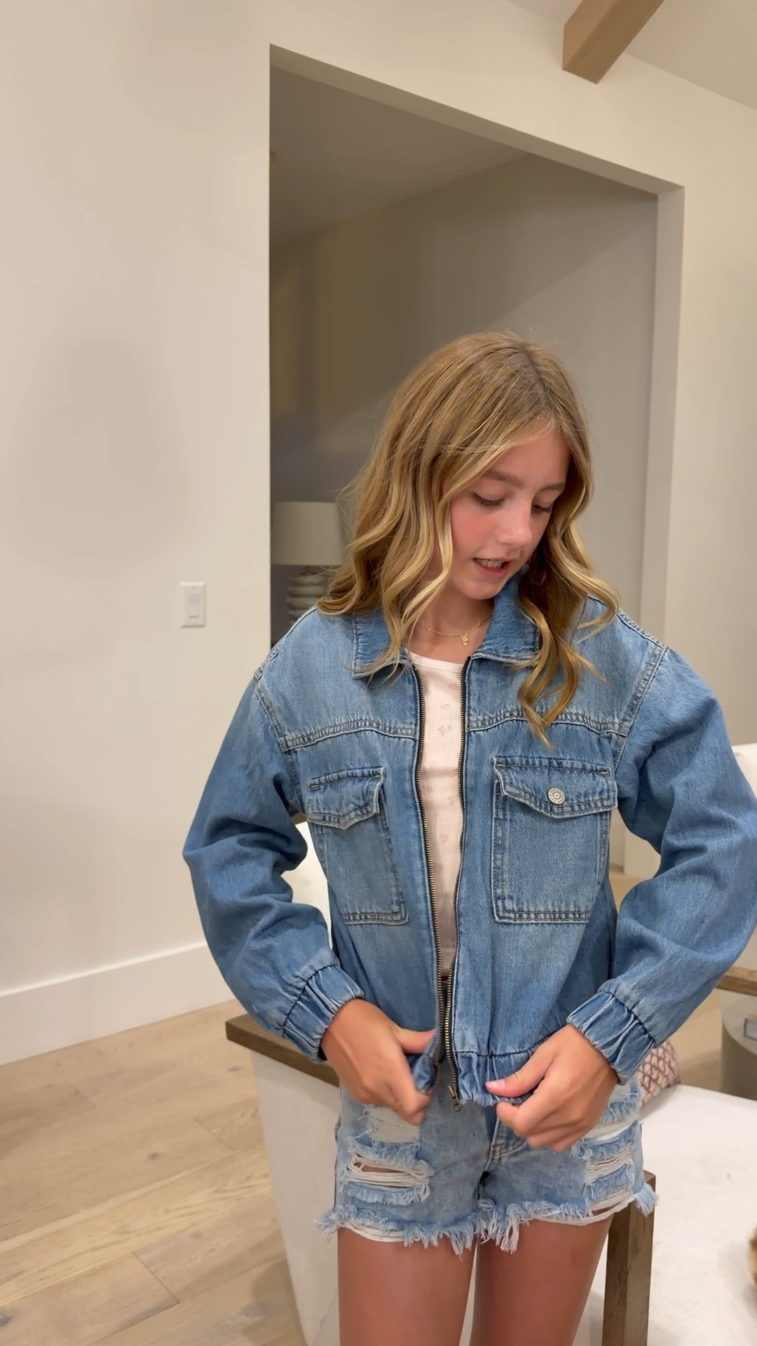 Kids denim jacket. She’s in a large

#LTKootd #LTKKids