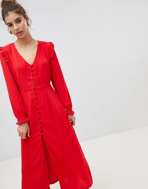 New Look Button Front Midi Dress | ASOS US