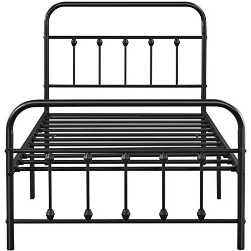 Topeakmart Twin Size Victorian Style Metal Bed Frame with Headboard/Mattress Foundation/No Box Sprin | Amazon (US)