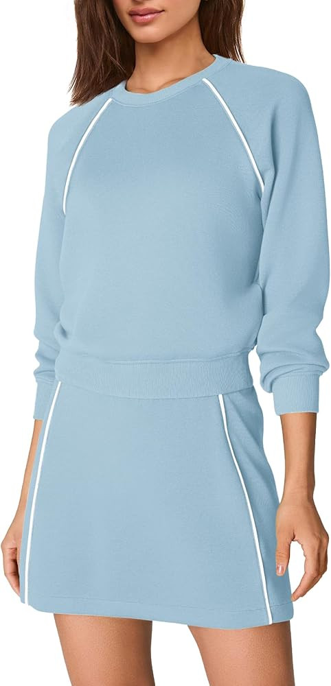 Nirovien Womens 2 Piece Workout Sets Athletic Skort Sets Active Tennis Outfits Crewneck Sweatshir... | Amazon (US)