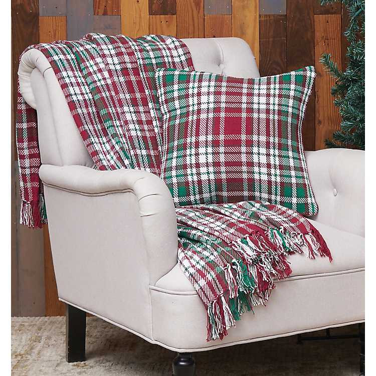 Red Green White Traditional Plaid Throw Blanket | Kirkland's Home