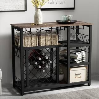 Nestfair 21-Bottle Brown Metal Console Table Wine Rack LWF212867P - The Home Depot | The Home Depot