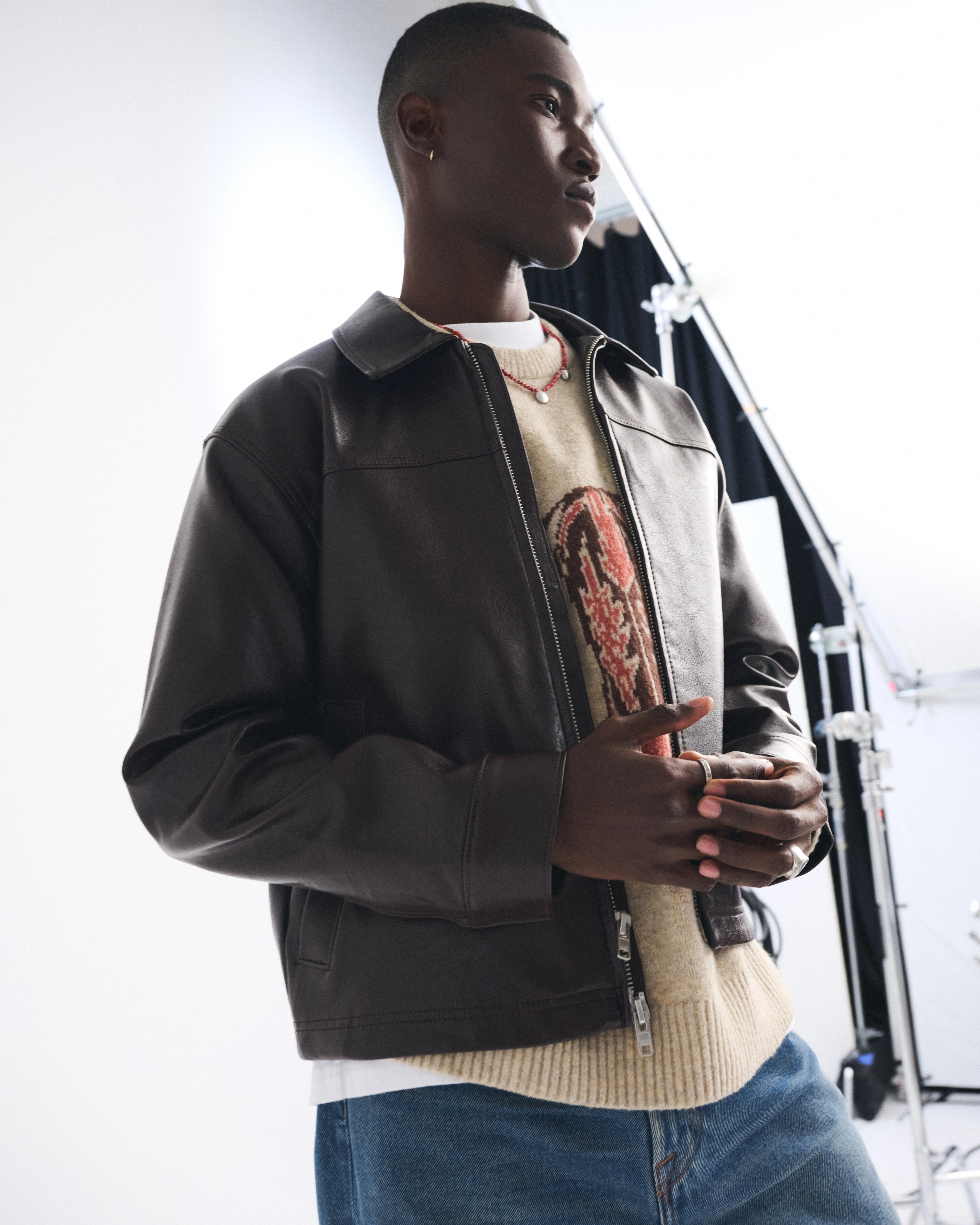 Vegan Leather Zip Jacket | Abercrombie & Fitch (US)